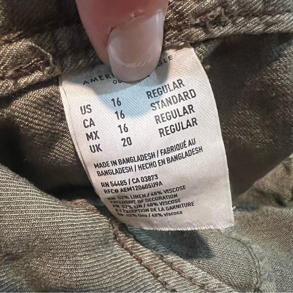 American Eagle Outfitters High Rise Olive Green Taper Pant Straight Leg - Picture 6 of 10